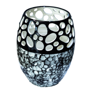 Ceramic Holey Vase With Black Bubbles