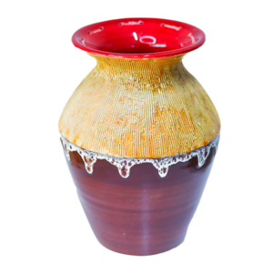 Ceramic Medium Narrow Neck Vase Red, Sand, Brown